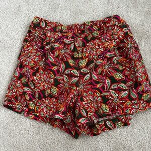 J. Crew High Waist Floral Shorts - Red and Green